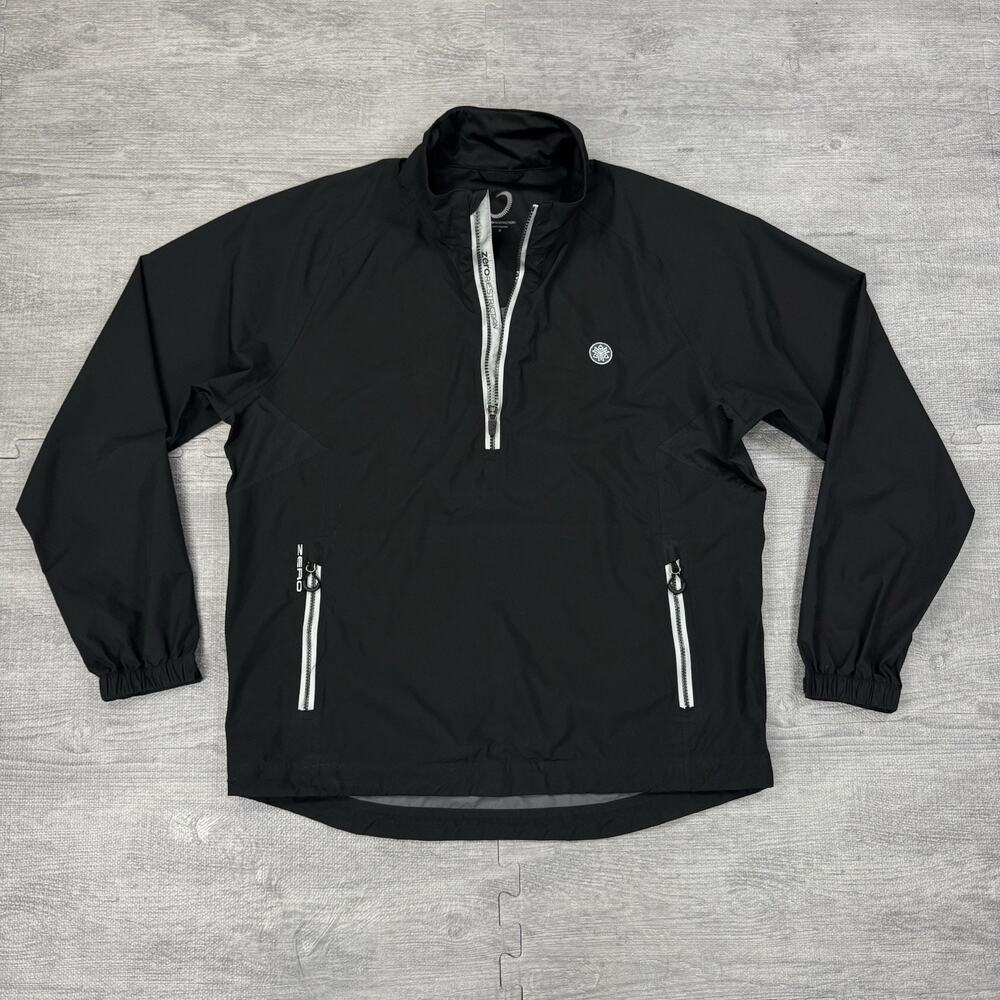Zero Restriction Power Torque 1/4 Zip Black Windbreaker Golf Jacket Men M Preppy